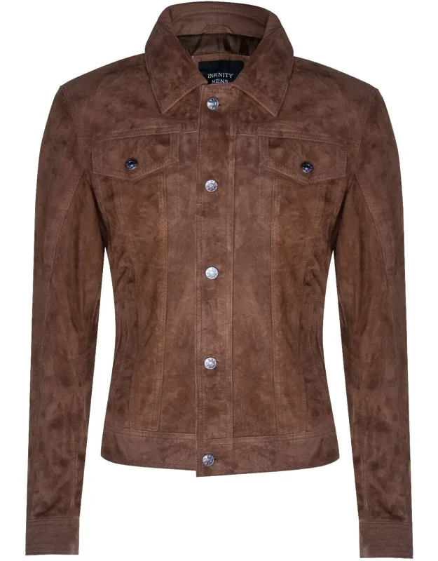 Suede Trucker Shirt Denim Jacket