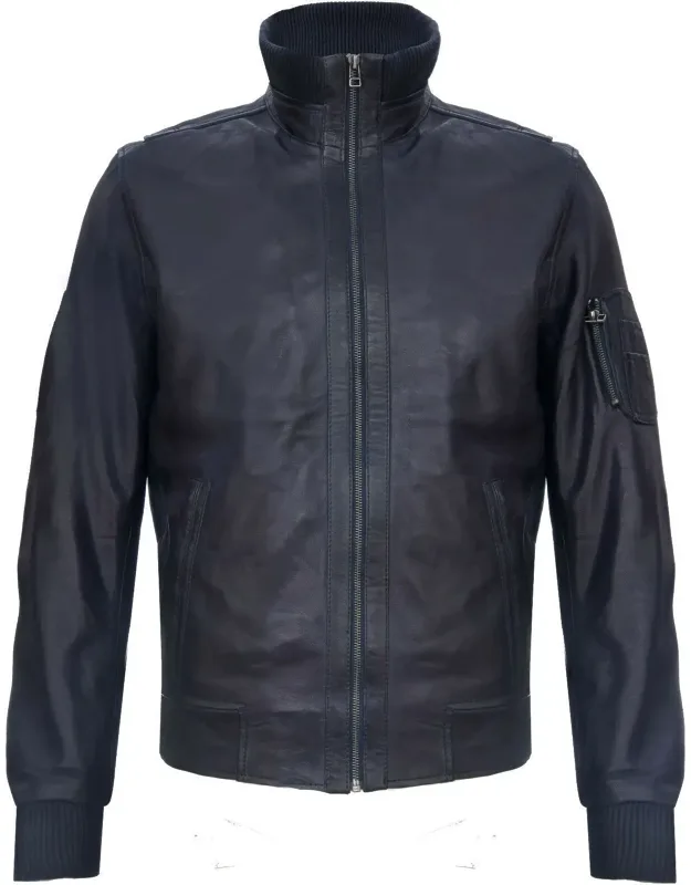 Leather Varsity Bomber Jacket