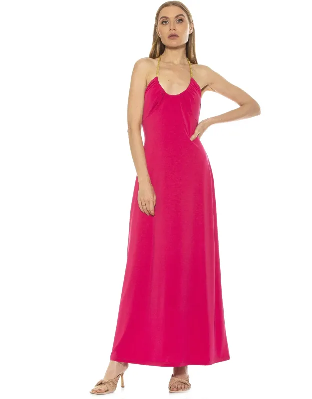 Selena Maxi Dress With Rope Tie And Ruched Scoop Neck