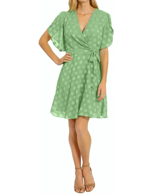 Pleated Surplice Dress