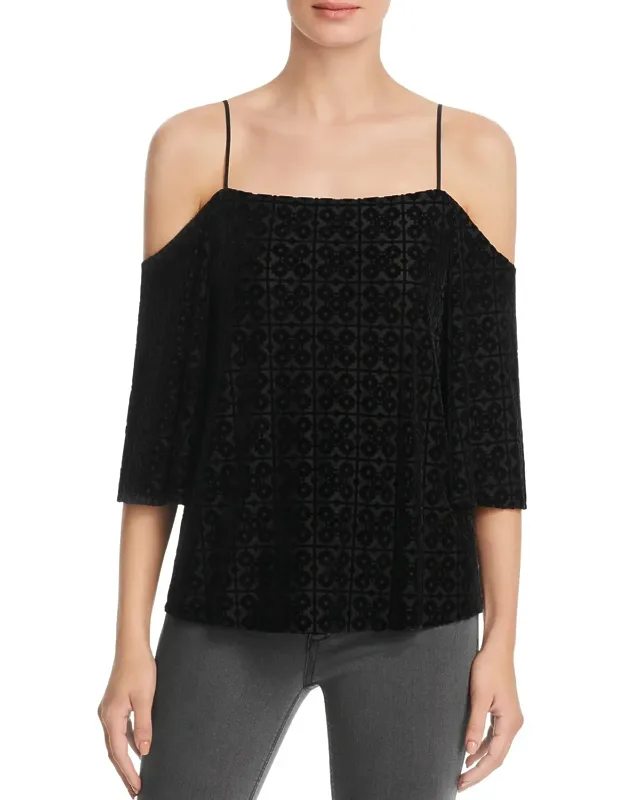 Cut Velvet Cold Shoulder Top