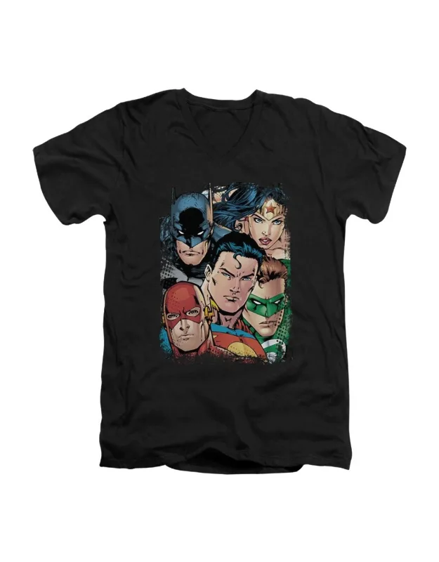 Justice League Of America Up Close And Personal Short Sleeve V-neck T-shirt