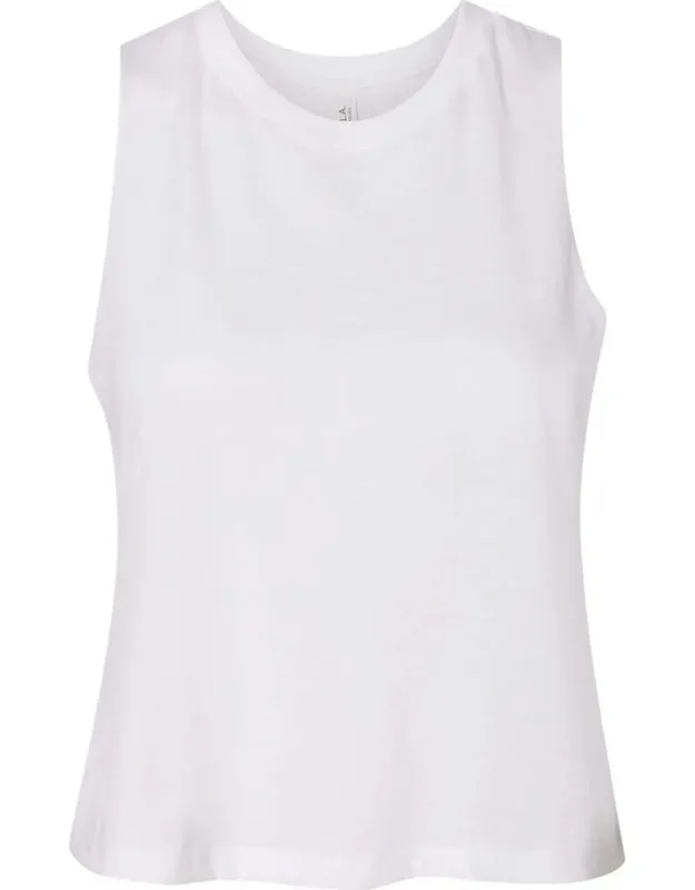 Racerback Crop Tank, Relaxed Fit, Raw Edge Armholes