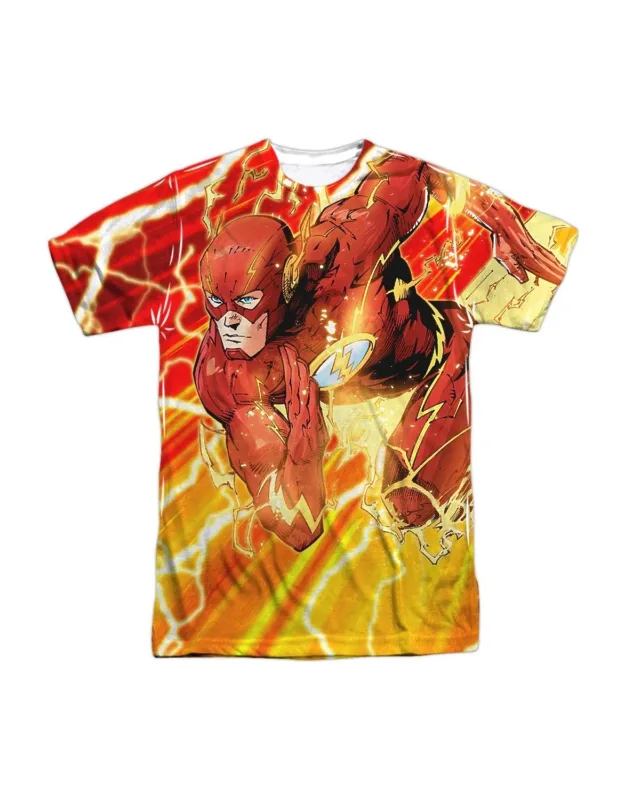 Justice League Of America Lightning Dash Short Sleeve Poly Crew Tee - Stylish For Everyday Wear, 100% Officially Licensed