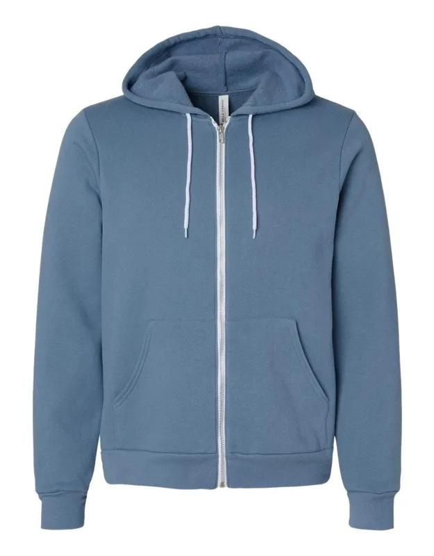 Sponge Fleece Full-zip Hoodie With Ribbed Cuffs And Split-pouch Pocket