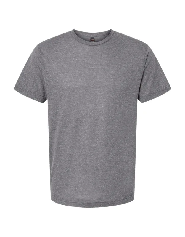 Tri-blend T-shirt With Ribbed Collar And Double Needle Stitching