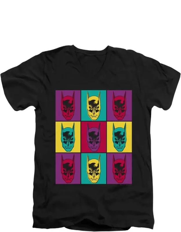 Batman Warhol Short Sleeve V Neck Premium Cotton Tee