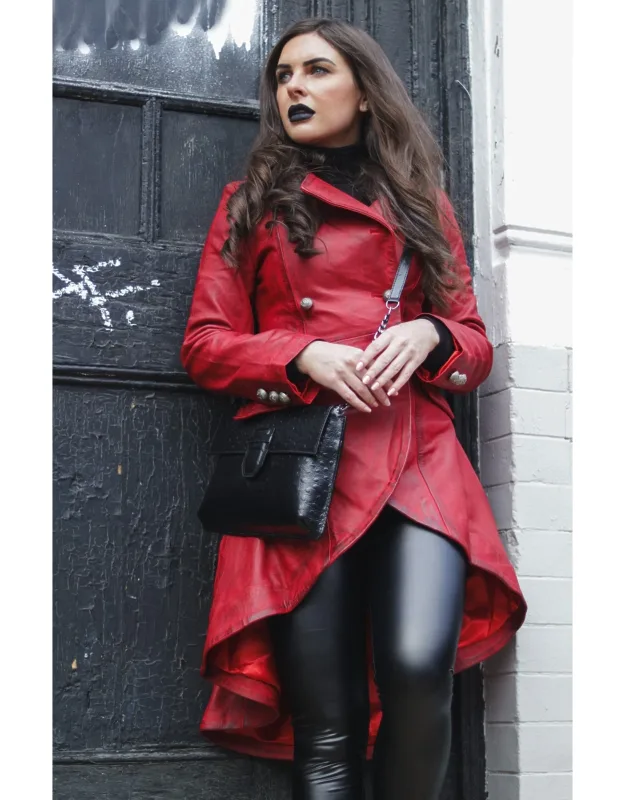 Goth Leather Edwardian Flare Coat