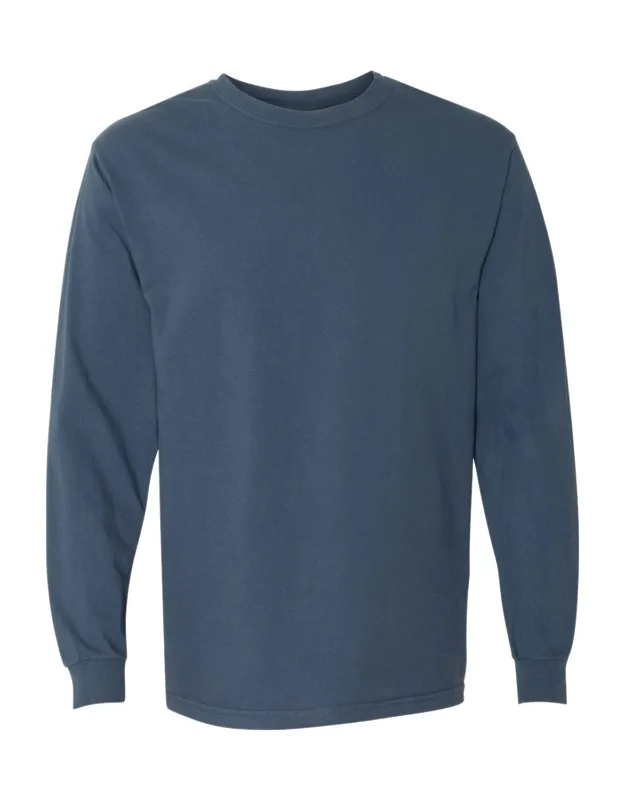 Garment-dyed Heavyweight Long Sleeve T-shirt With Relaxed Fit And Rib Cuffs