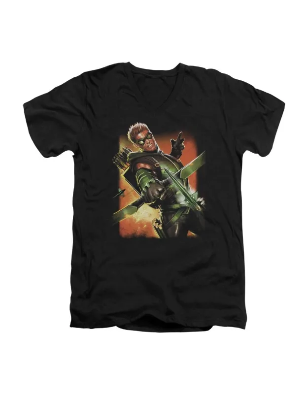 Justice League Of America Green Arrow Short Sleeve V Neck Tee