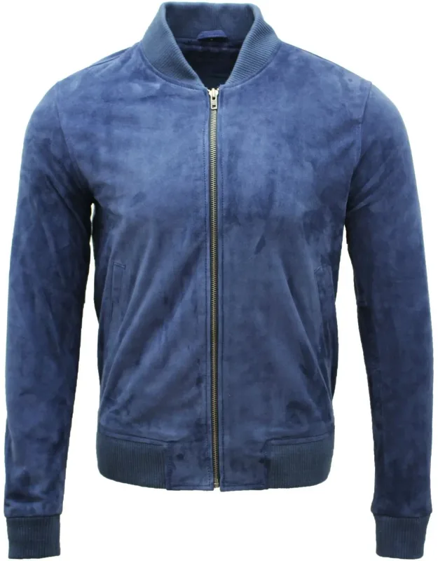 Varsity Soft Suede Leather Bomber Jacket