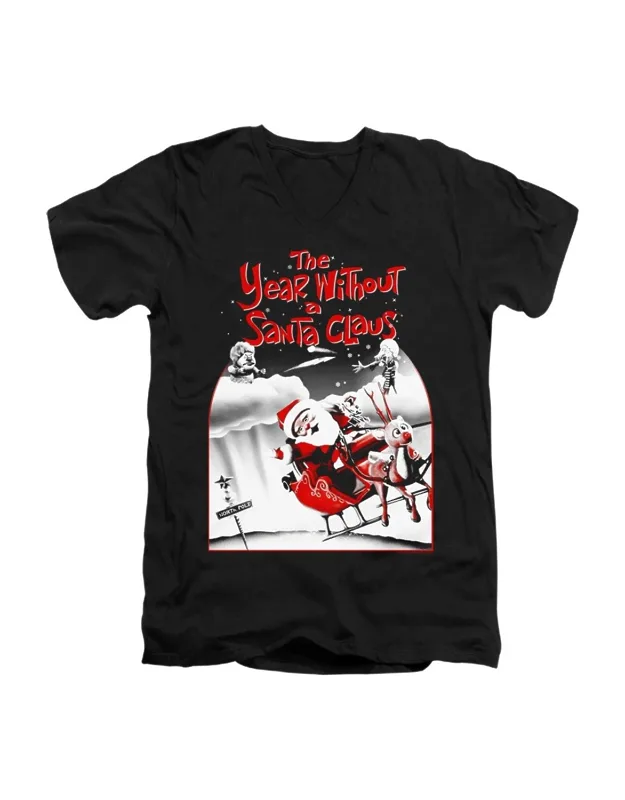 The Year Without A Santa Claus Santa Poster Short Sleeve V Neck Premium Cotton Tee