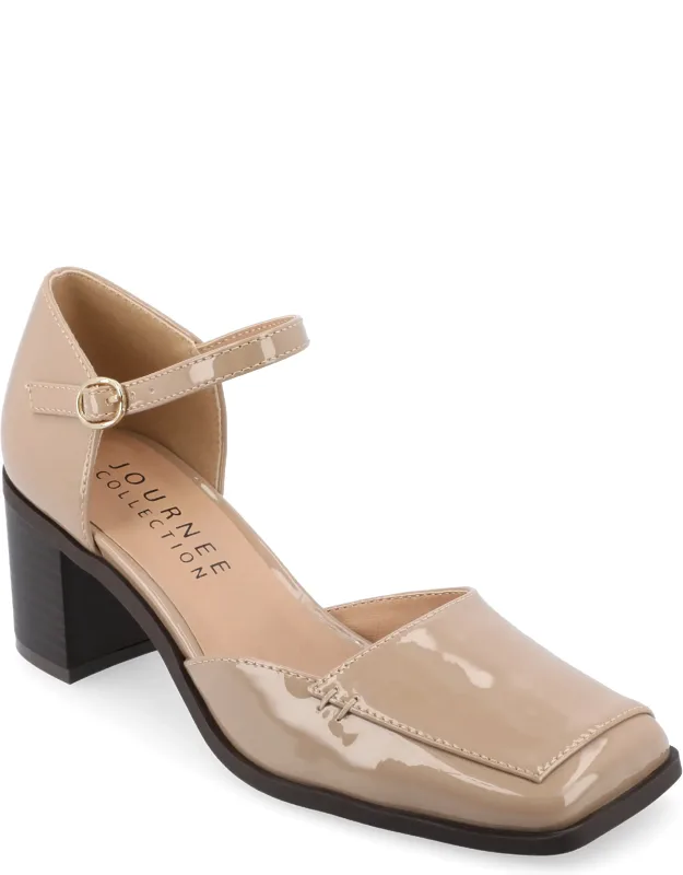 Evangeline Block Heel Pumps With Ankle Strap And Comfort Insole