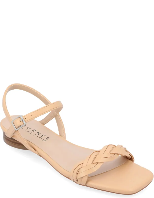 Journee Collection Verity Sandals With Padded Footbed And Buckled Ankle Strap
