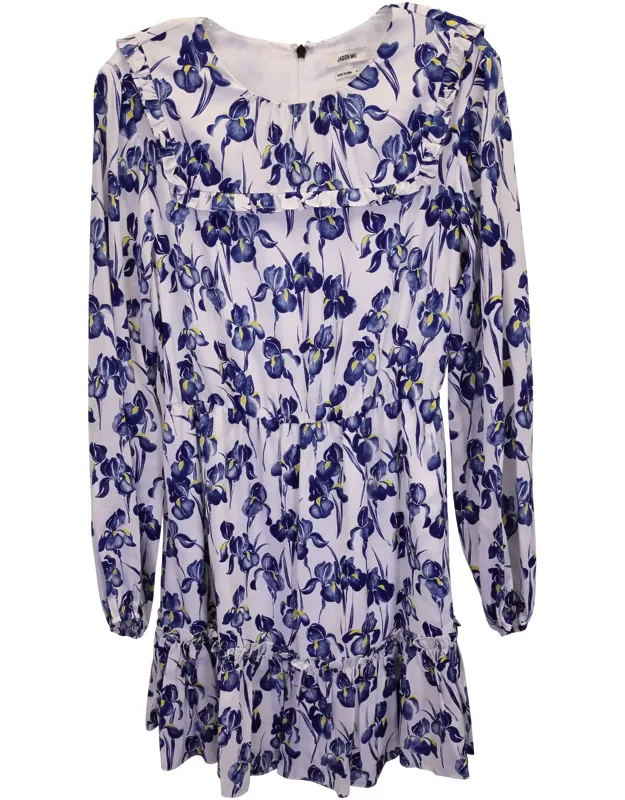 Iris Print Ruffled Dress