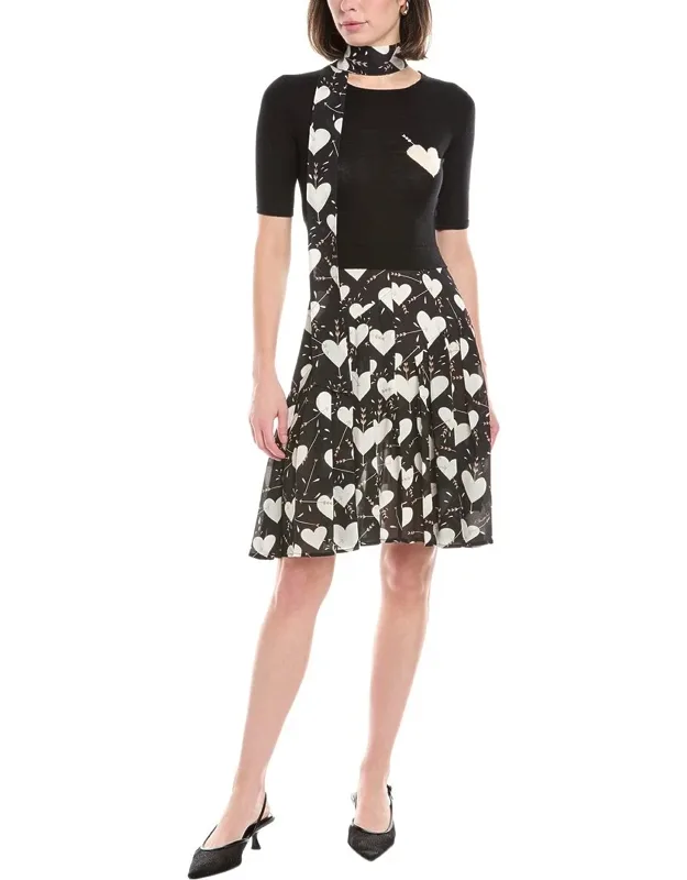 Scarf Neck Wool Mini Dress