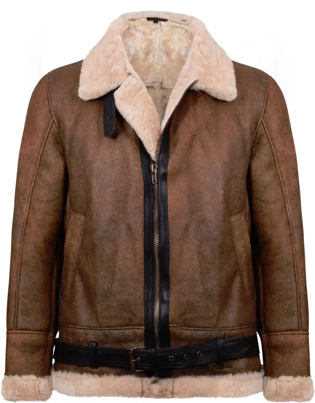 Kansas Aviator Jacket With Shearling Lining And Adjustable Fit