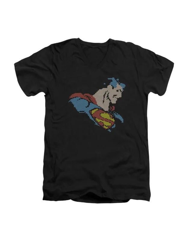 Lite Brite Superman Short Sleeve V Neck Premium Cotton Tee