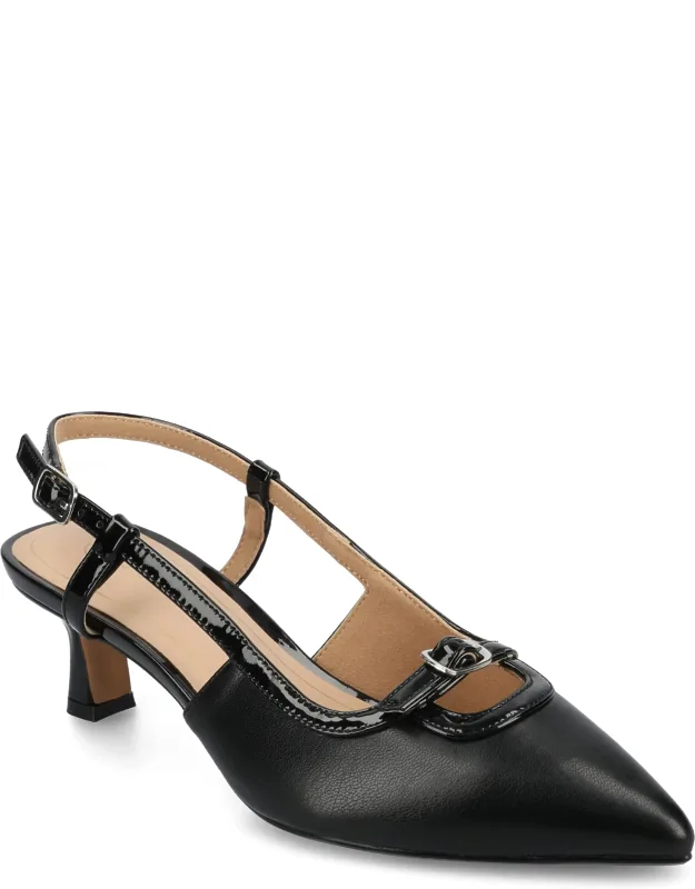 _padma Pumps With Unique Buckle Design And Cushioned Footbed_