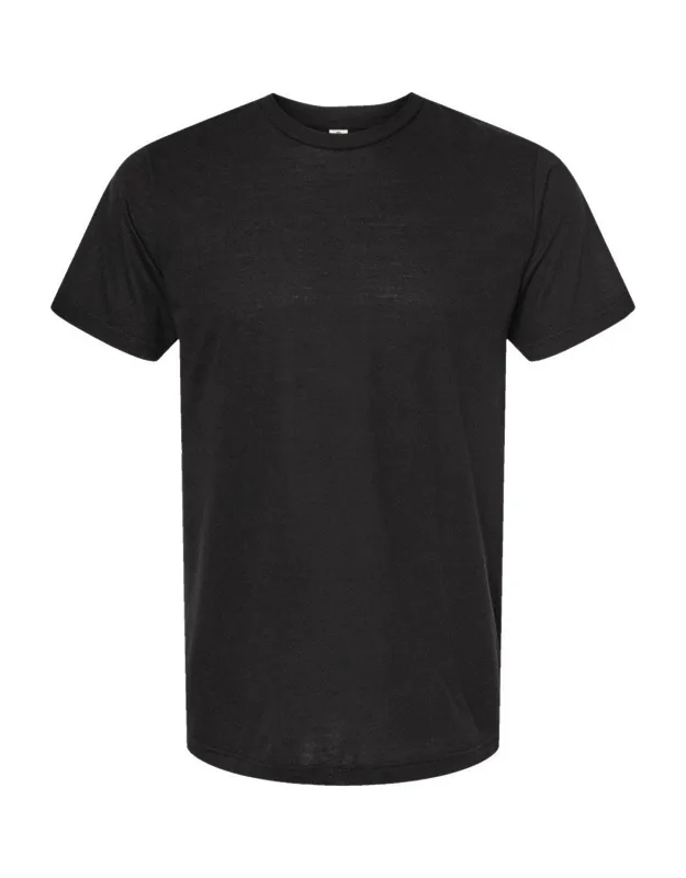 Tri-blend T-shirt With Ribbed Collar And Double Needle Stitching