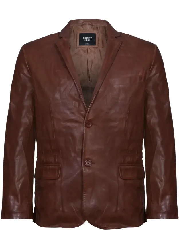 Slim 2 Button Leather Blazer