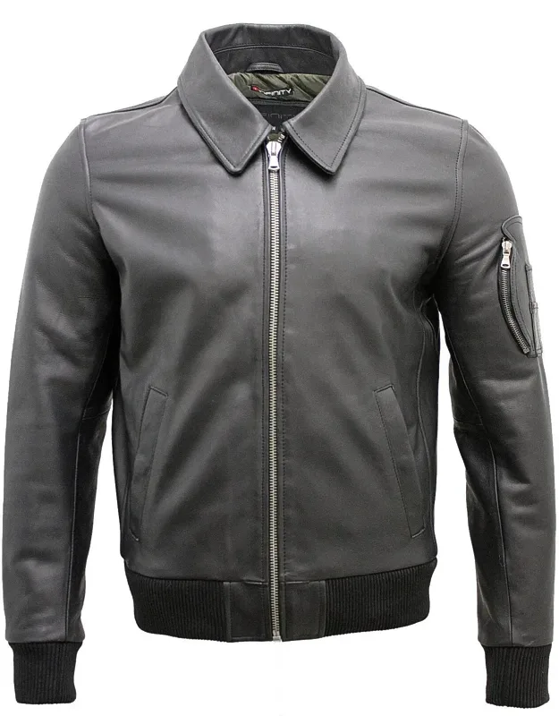 Bomber Jacket-oslo With Classic Shirt Style Collar And Tapered Look
