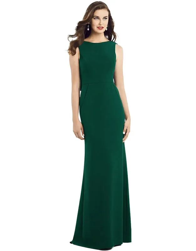 Draped Backless Crepe Dress With Pockets