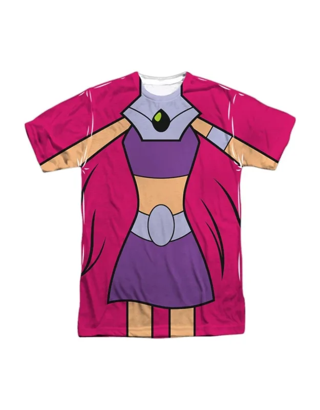Teen Titans Go Starfire Uniform Short Sleeve Poly Crew Tee - Stylish For Everyday Wear