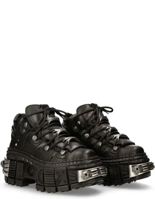 Wall106-s10 Boots Leather Platform With Cushioned Insole And 10cm Heel