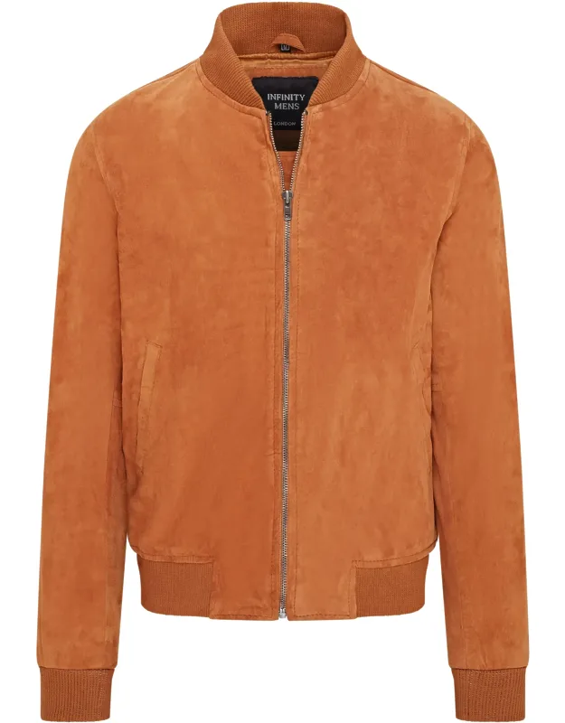 Soft Goat Suede Ma-1 Varsity Bomber Jacket