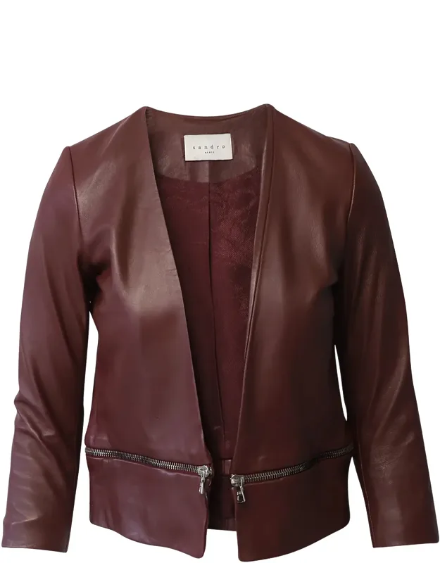 Zipper Trim Jacket In Leather