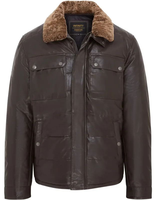 Leather Puffer Quilted Jacket