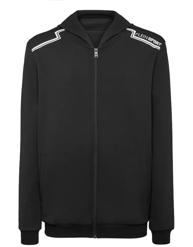 Hoodie Sweatjacket - Fleece Technical Fabric, Waterproof Zip Fastener