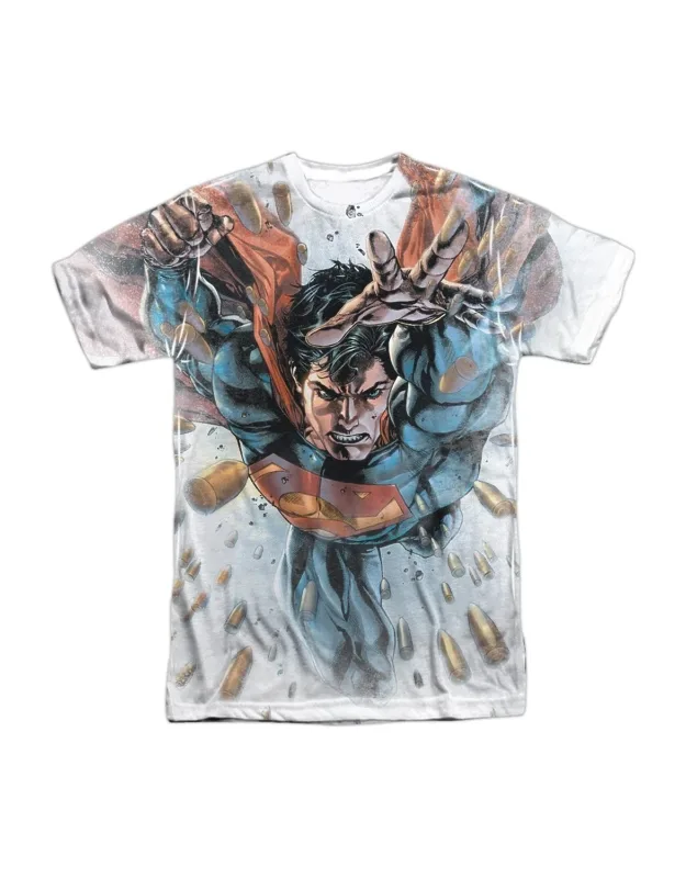 Superman Bullets In The Sky Short Sleeve Tee - Stylish For Everyday Wear, 100% Polyester