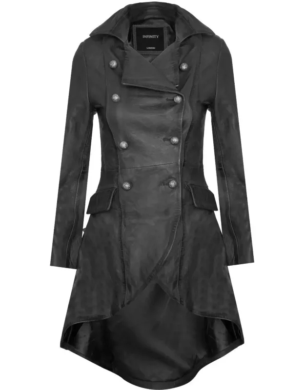Goth Leather Edwardian Flare Coat