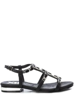 Flat Strappy Sandals With Decorative Stones And Non-slip Rubber Sole