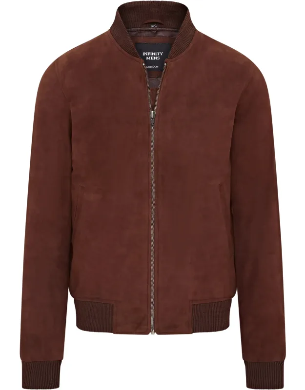 Soft Goat Suede Ma-1 Varsity Bomber Jacket