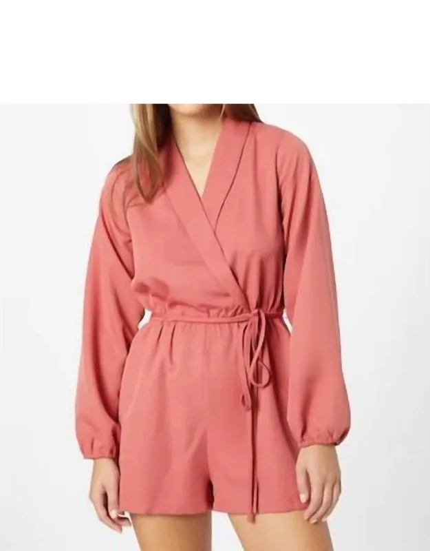 Tie-belt Waist And Puff Sleeve Romper