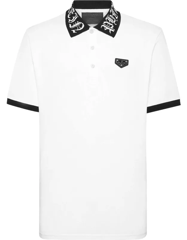 Pique Polo Shirt Ss With Classic Modern Twist And Gothic Plein Prints