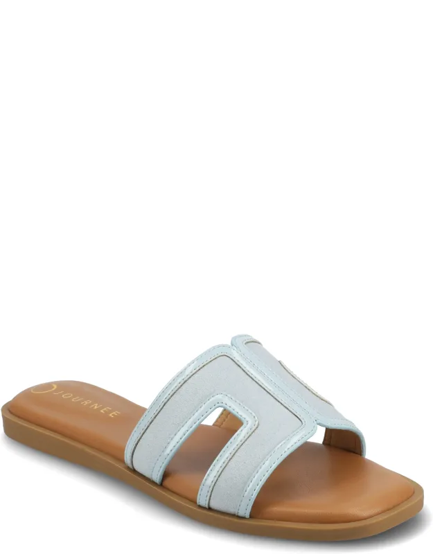 Primah Flat Sandals With Cushioned Footbed And Faux Leather Uppers