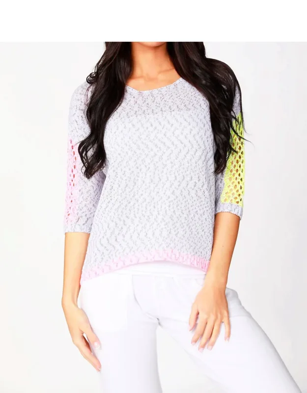 Tracy Color Block Crochet Top - Ultimate Go-to Sweater With Perfect Combination Of Warmth And Style