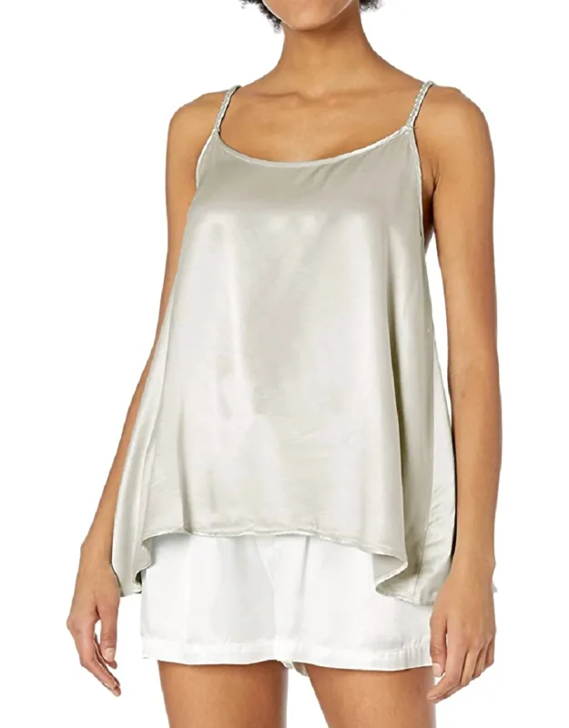 Daisy Satin Tank With Braided Straps And Elastic Back