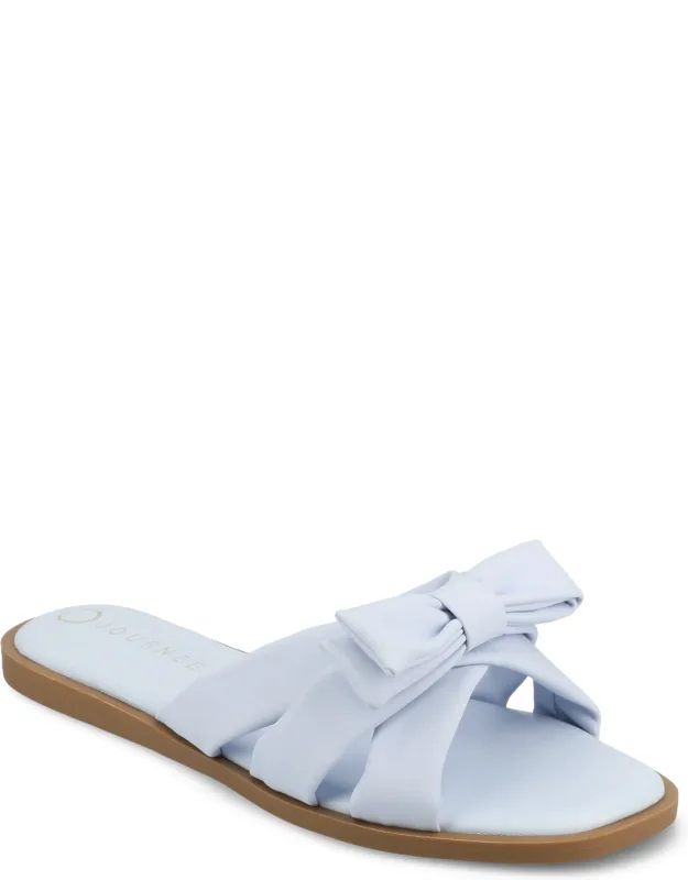 Prylin Flat Sandals With Bow Accent And Cushioned Footbed