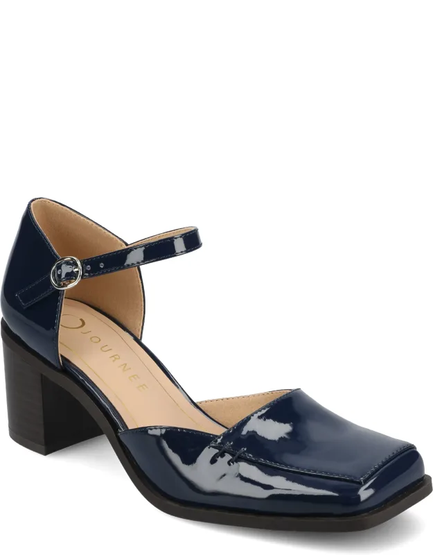 Evangeline Block Heel Pumps With Ankle Strap And Comfort Insole