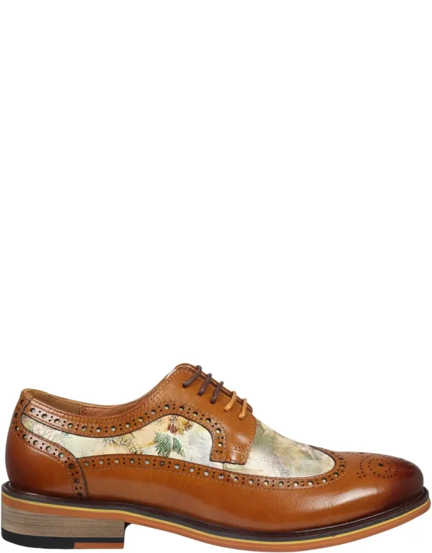 Iconic Print Leather Oxford Brogue Lace Up Formal Dress Shoe