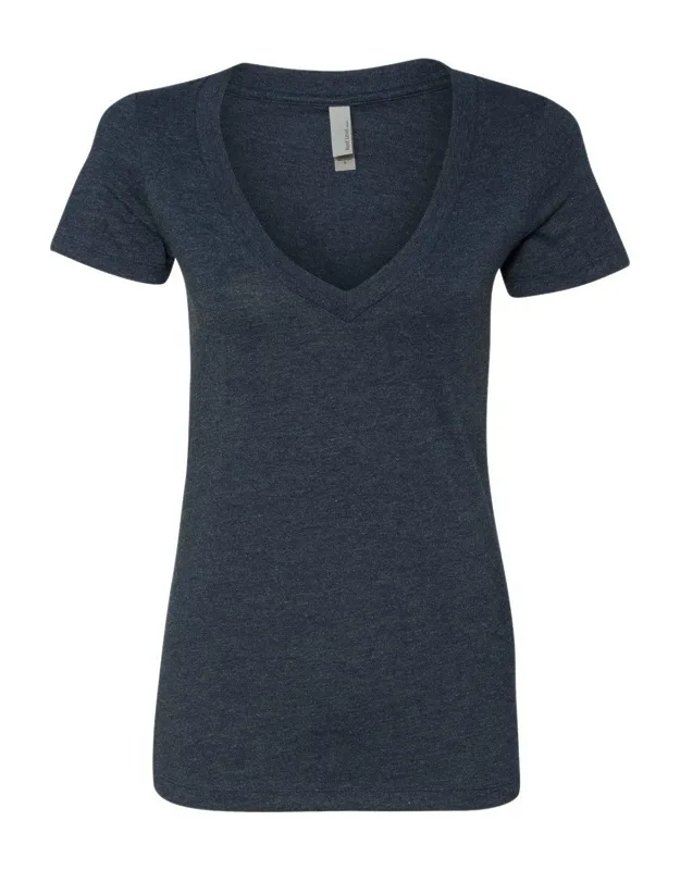 Next Level Cvc Deep V-neck T-shirt With Set-in Cvc 1x1 Baby Rib Collar And Tear Away Label.