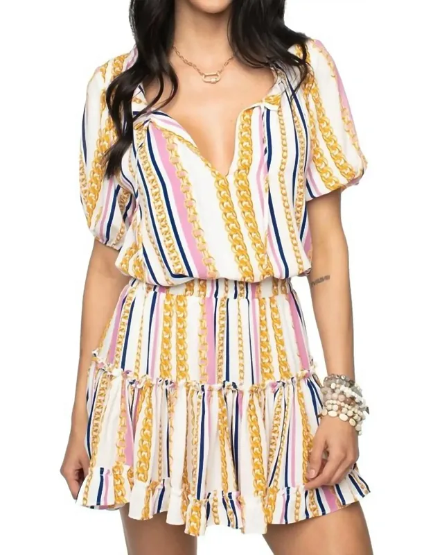 Ray Miami Short Dress With Chain Print Detail