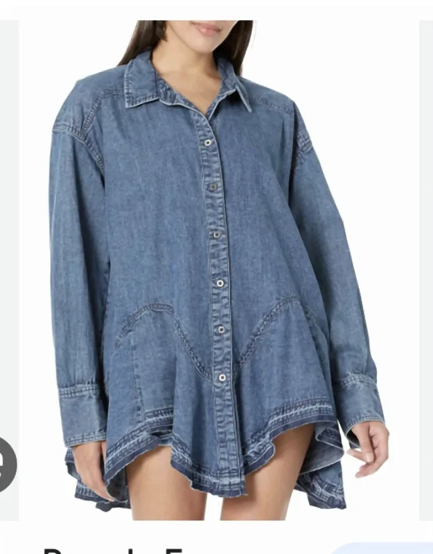 Denim Button-down Tunic