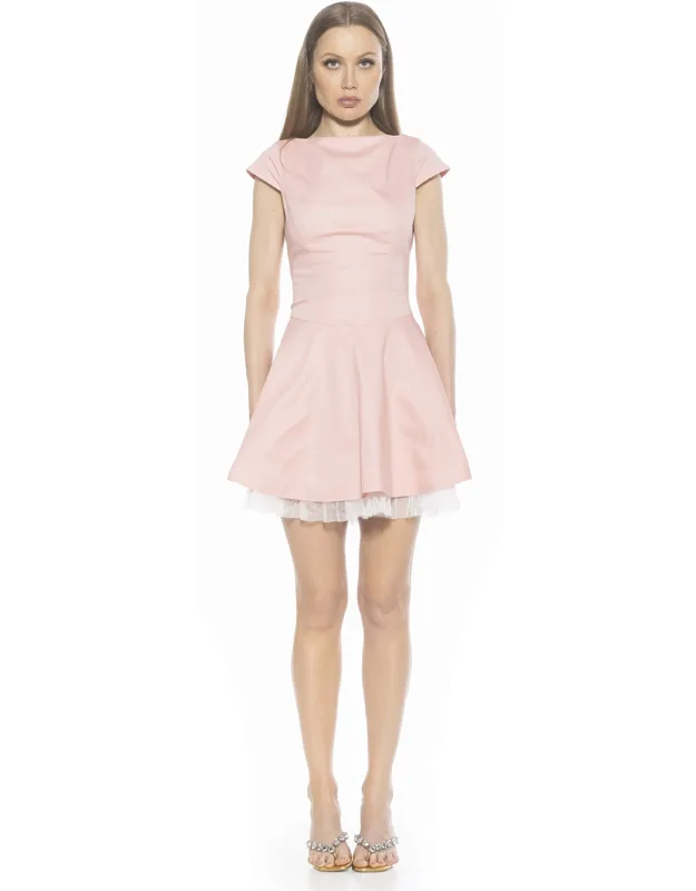 Aleena Dress With Flared Skirt And Boatneck Neckline