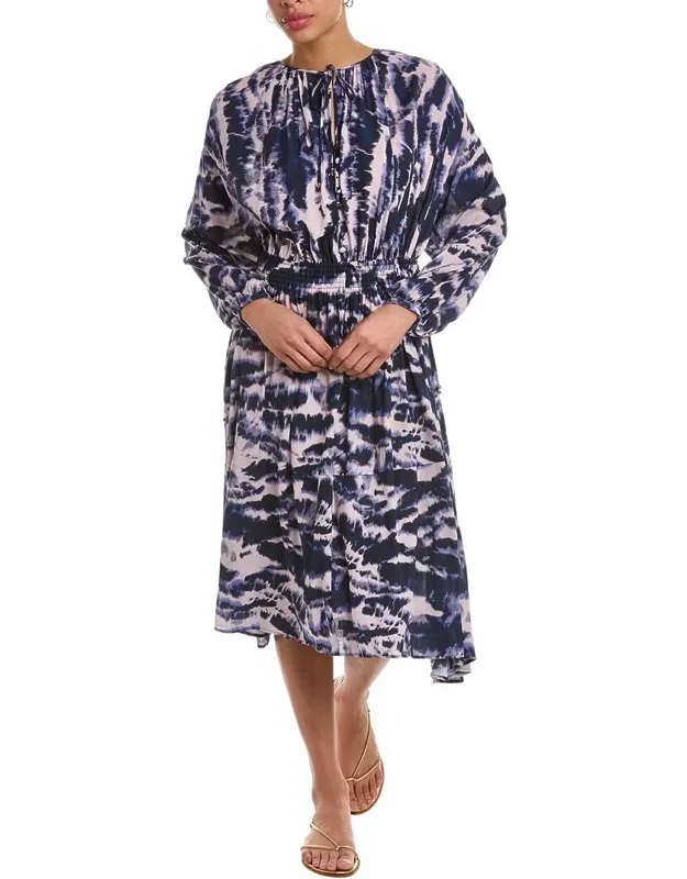 Tie Neck Midi Dress